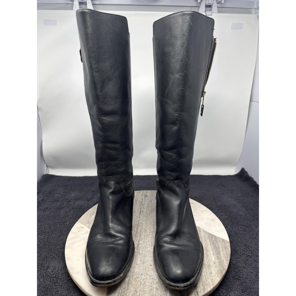 Vero Cuoio Leather Boots Womens Size 9 Black Knee High Riding Made in‎ Italy